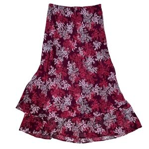 Elegant Floral Burgundy Skirt